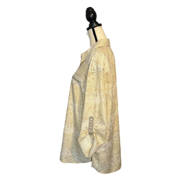 Westbound Woman Wrinkle Free Blouse 2X Yellow Cream Sheer Floral Print - Picture 3 of 6